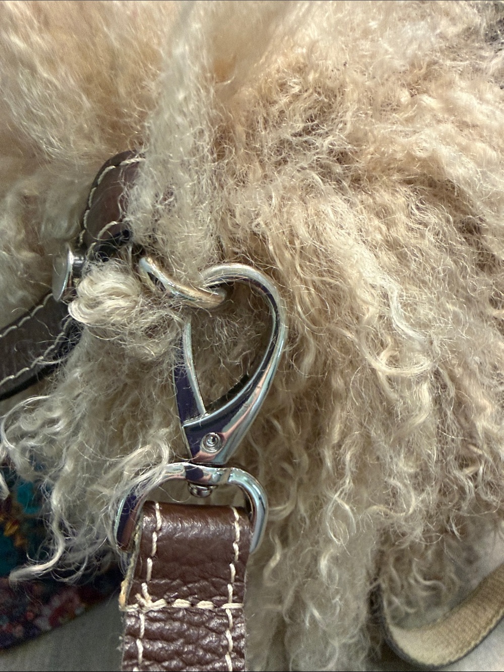 Plush Curly Shearling Tote Bag - Tan - Picture 4 of 8